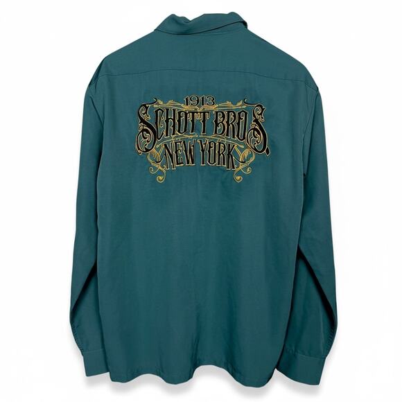 Schott NYC Other - Schott Brothers NYC Long Sleeve Dark Green Embroidered Work Shirt Size L